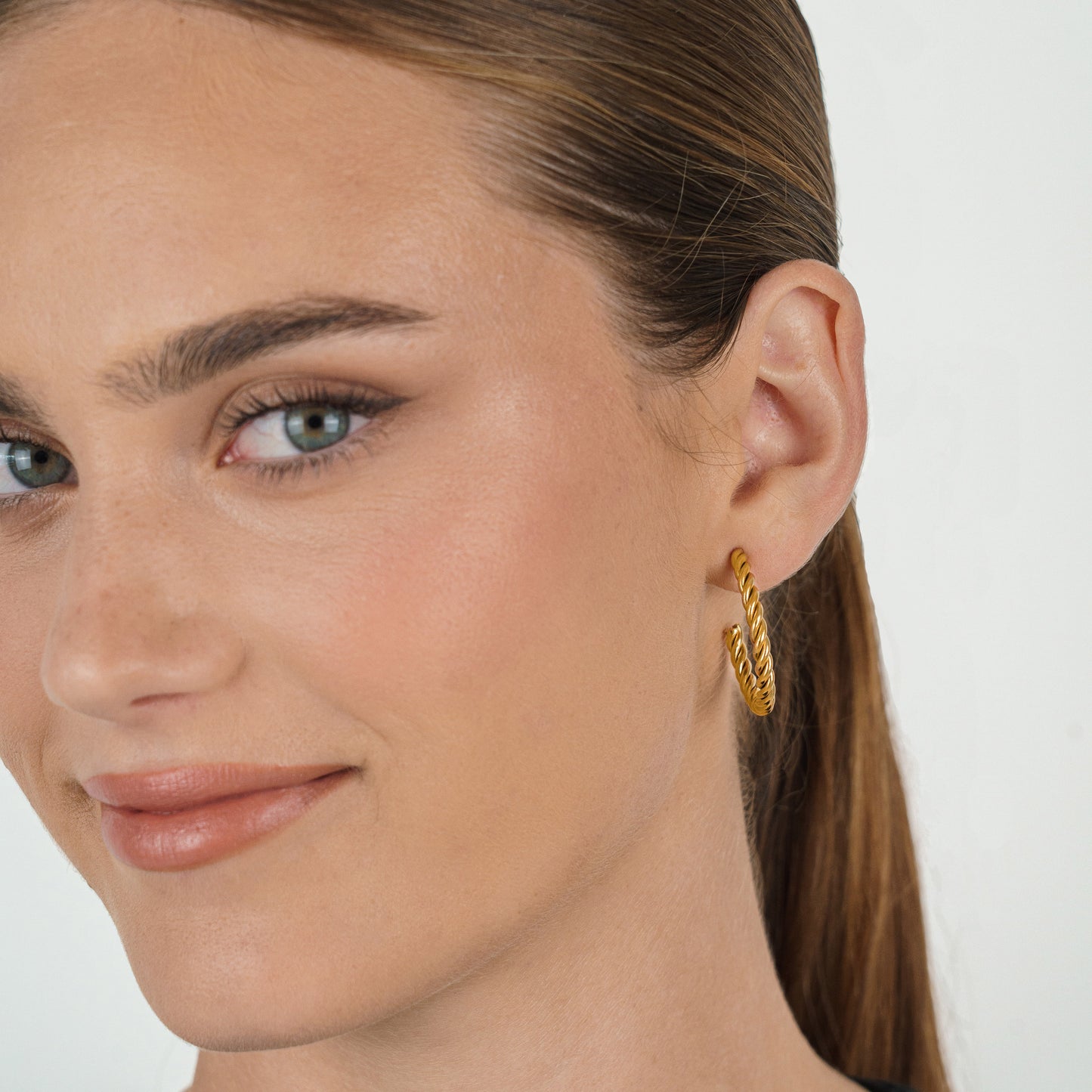 14K Gold Plated Twisted Hoop Earrings